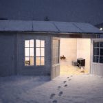 Hühnerstall im Winter mit Schnee